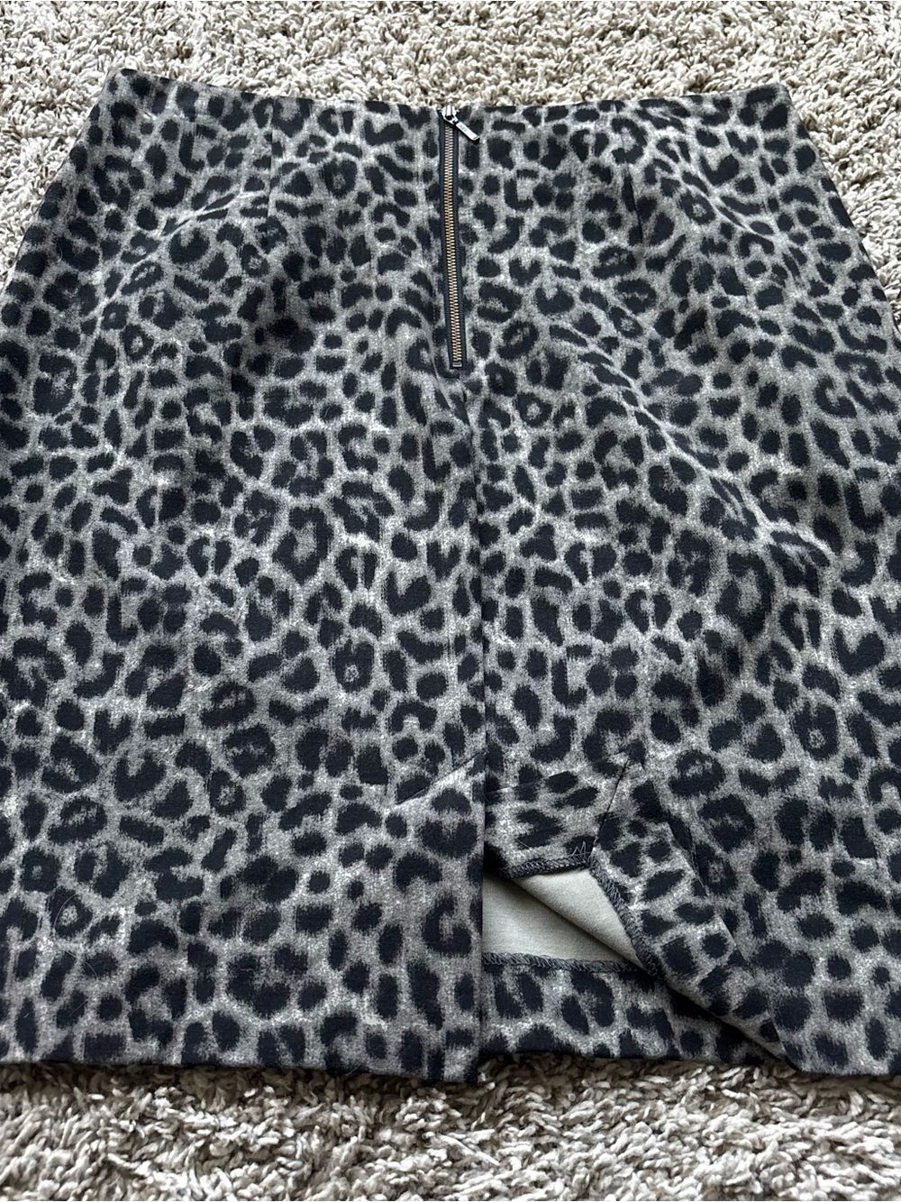 CAbi Gray and Black Leopard Mini Skirt 6